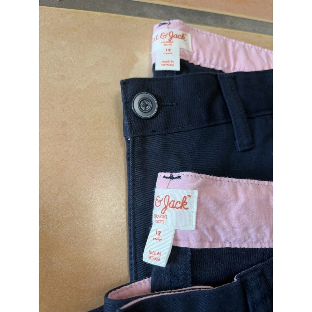 2 NWT Cat & Jack Girls Straight School Uniform Pants Navy Blue Size 12